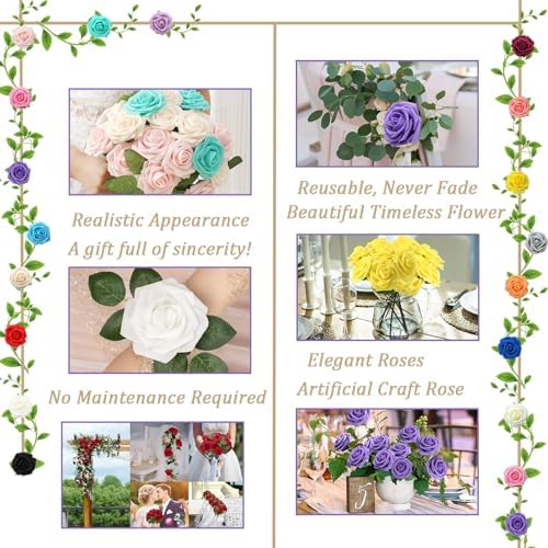 Vue 3 de Pieces Fleurs Artificielles Roses