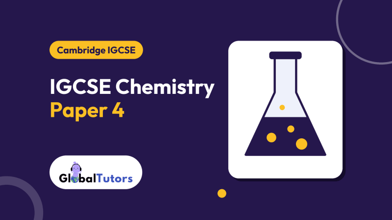 Global Tutors cover reading IGCSE Chemistry Paper 4, with an icon of a conical flask