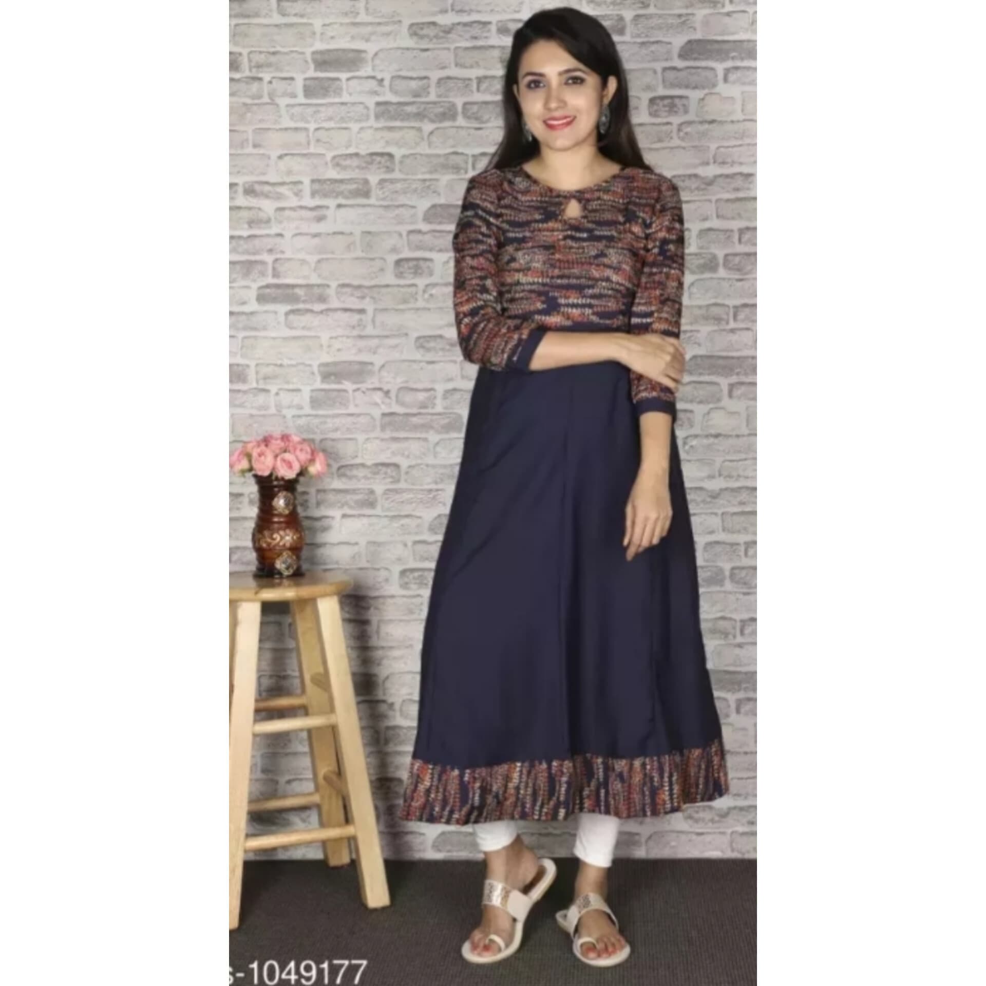 Women's Printed Crepe Anarkali Kurti