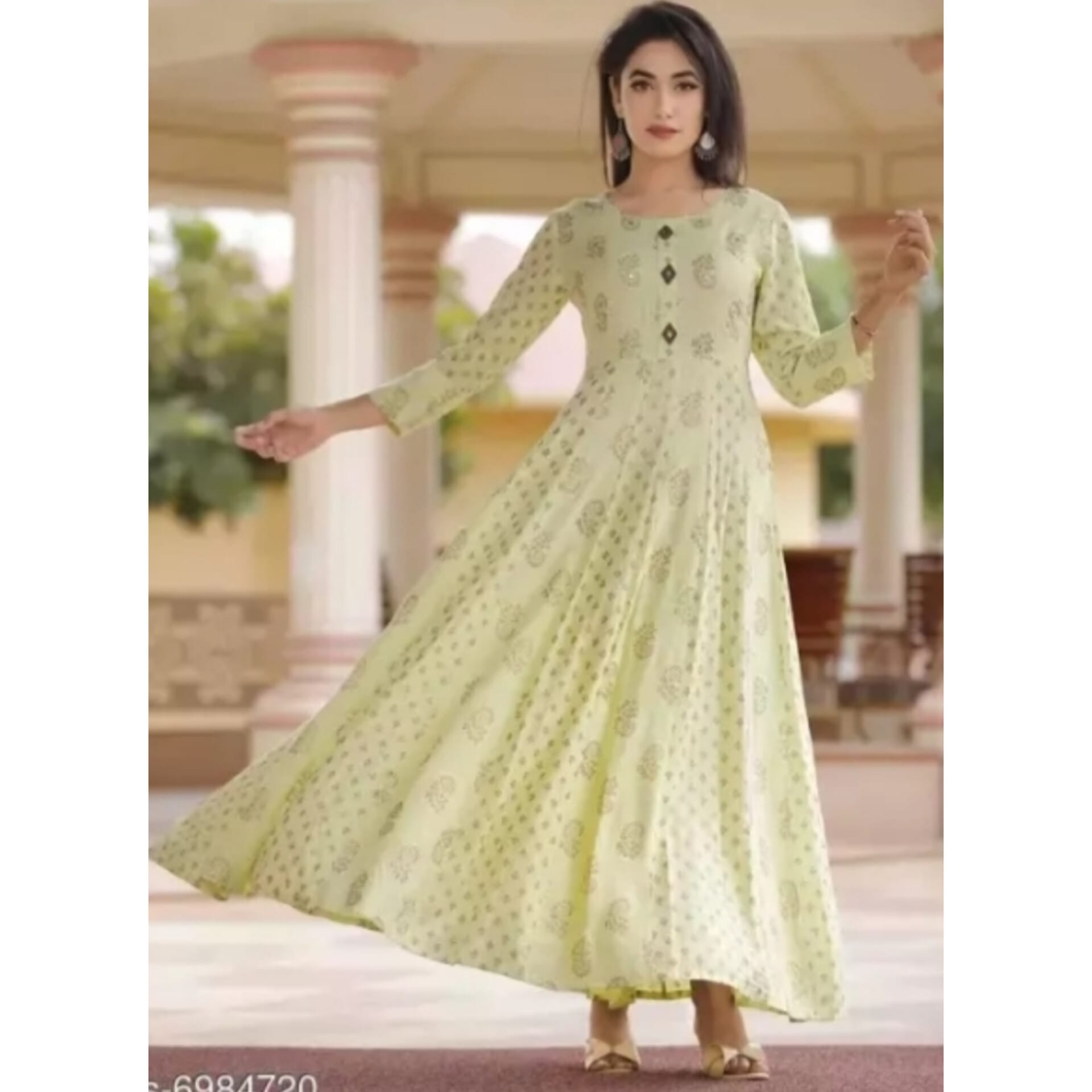 Women's Printed Rayon Long Anarkali Kurti