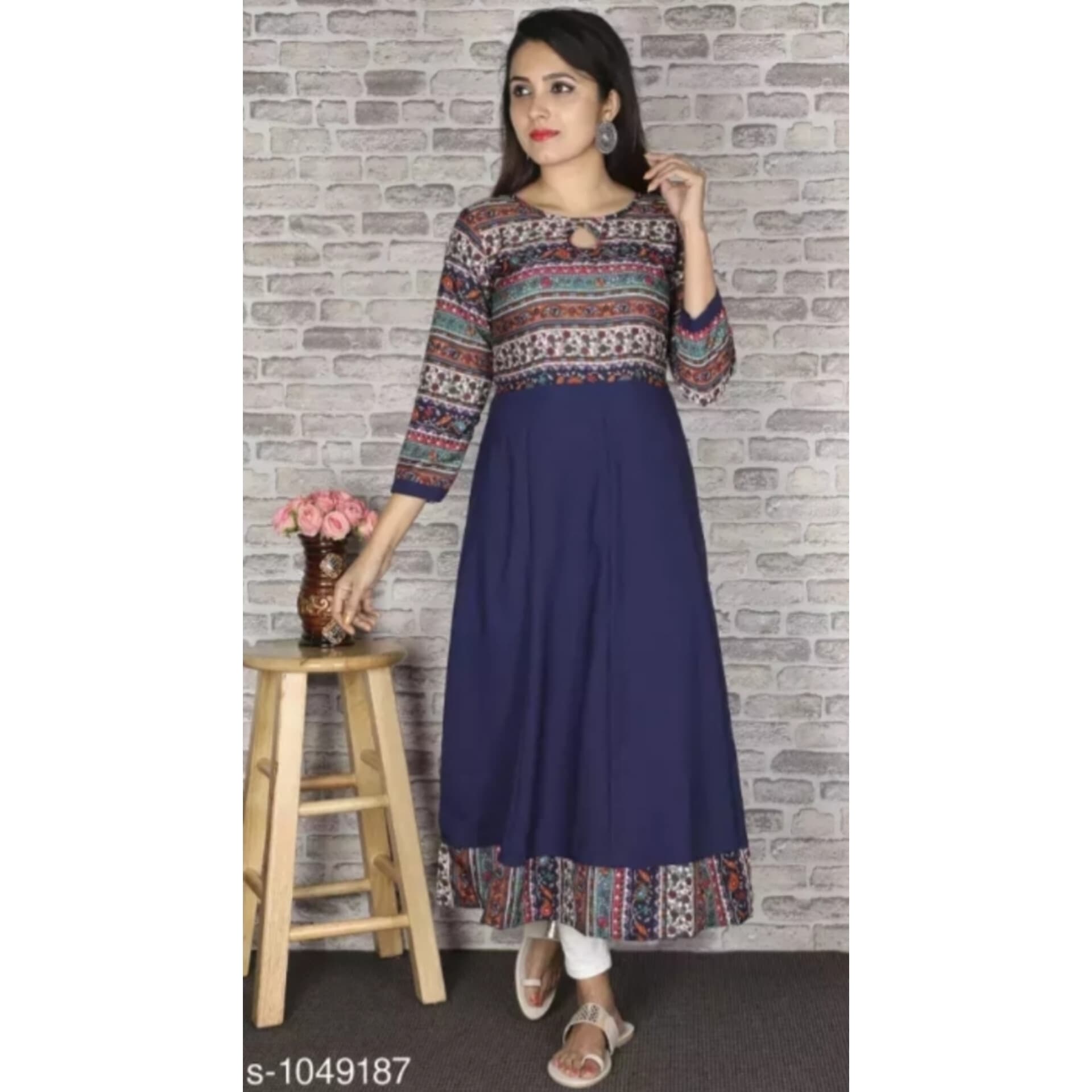 Women's Printed Crepe Anarkali Kurti