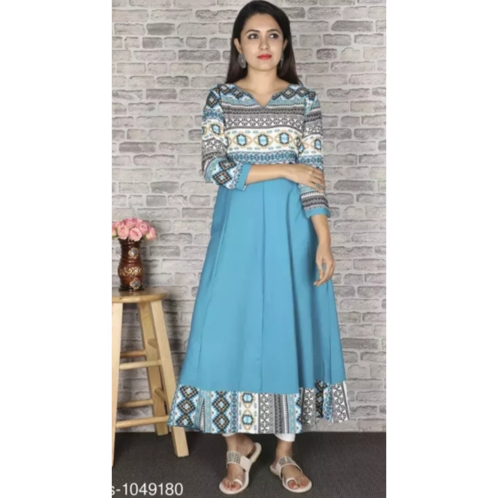 Women's Printed Crepe Anarkali Kurti
