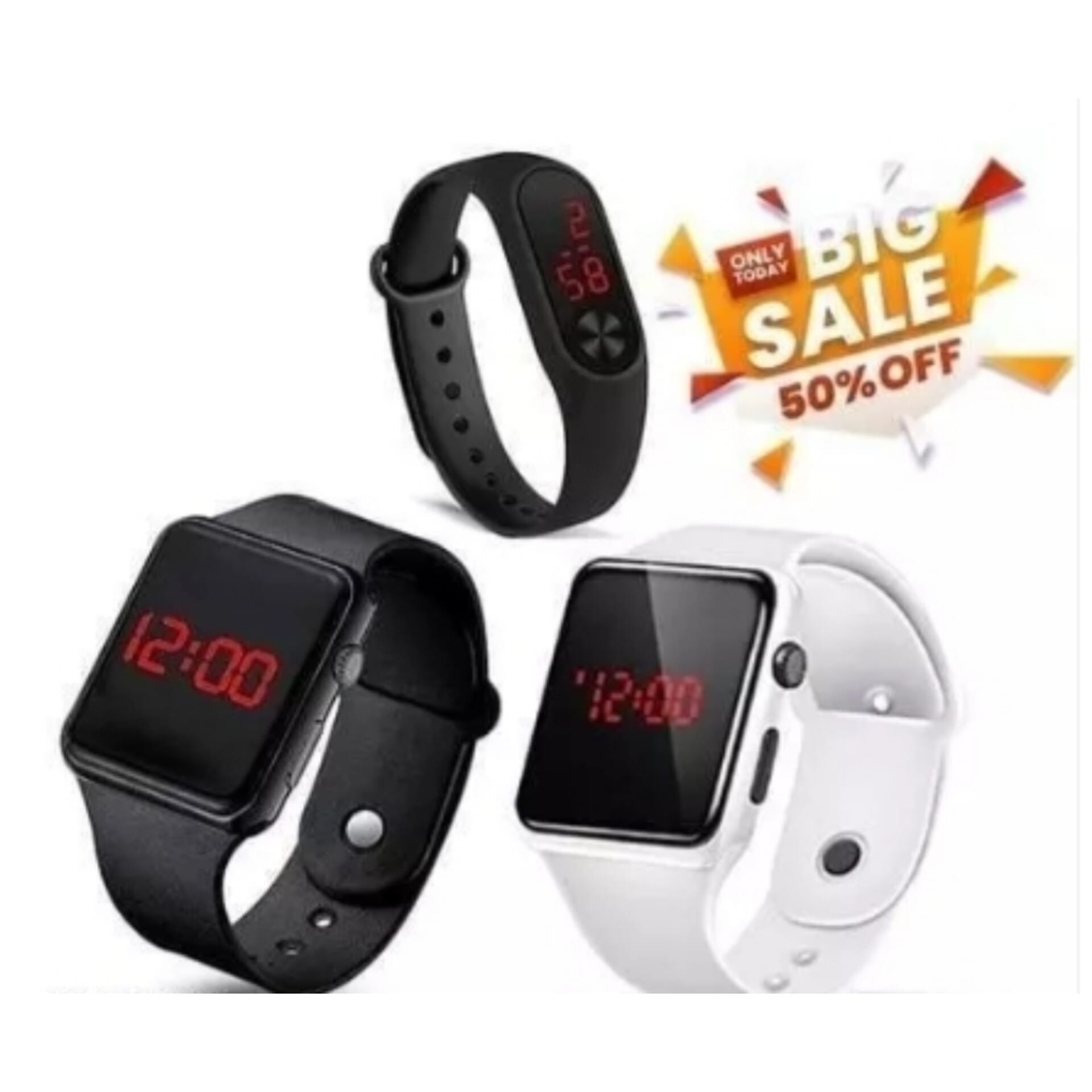 Digital Watch Combo (Pack of 3) BUY 1 GET 2 FREE - Most Selling Latest Trending Men and Women watches Best Quality smart Watch Classy Digital Watch Wrist Watch Sports Watch LED Band for Kids, Boys and Girls