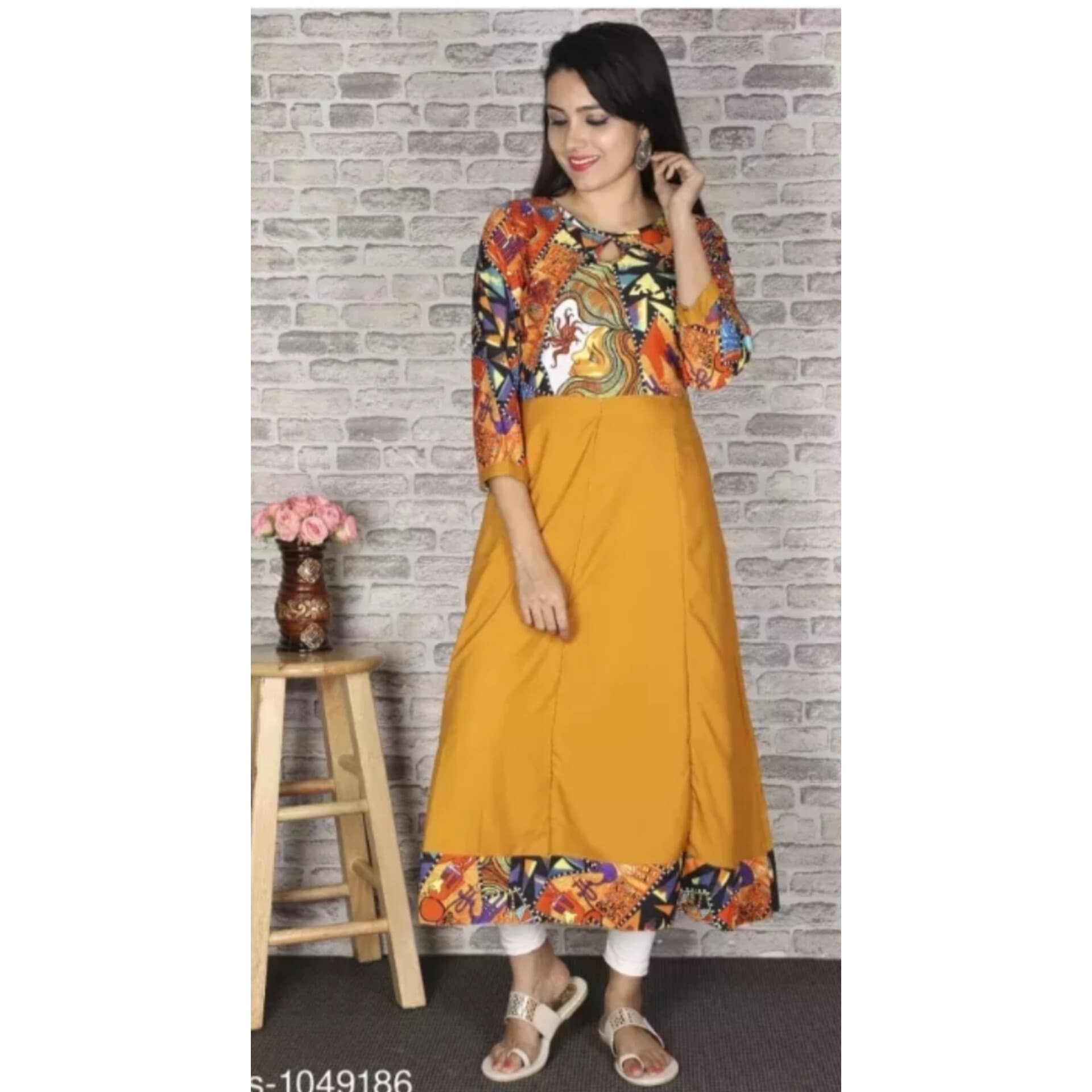 Women's Printed Crepe Anarkali Kurti