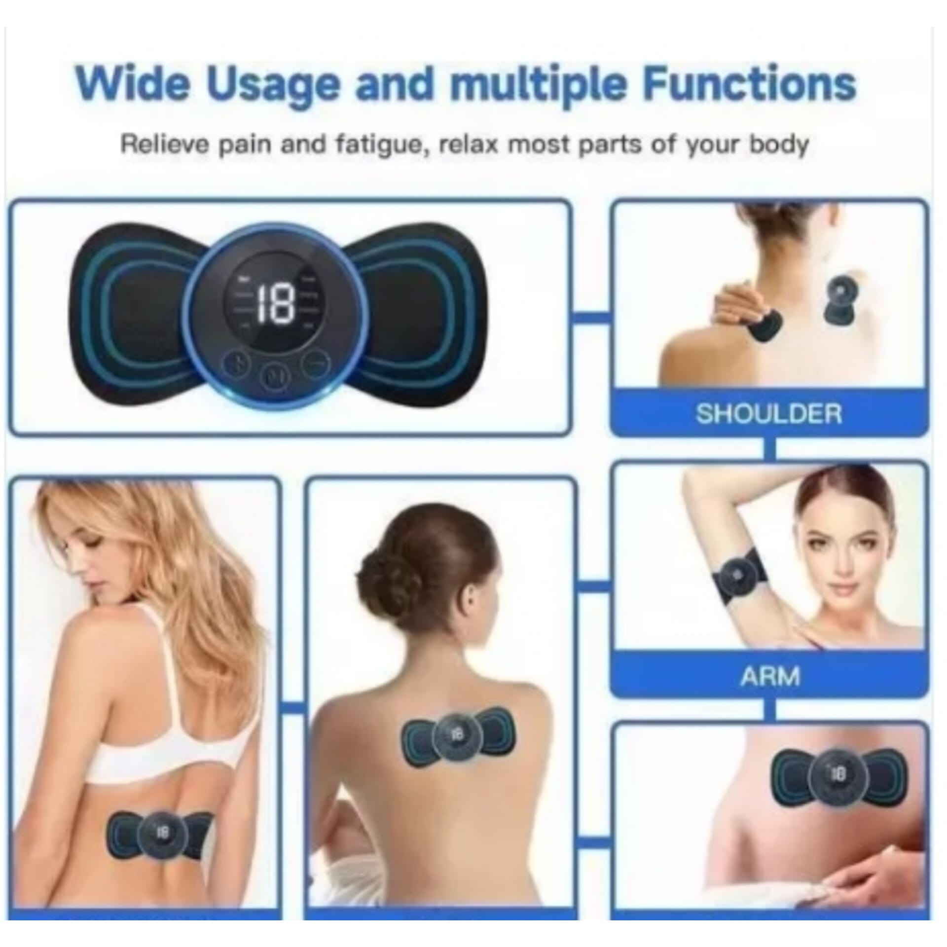Body Massager, Wireless Portable Neck Massager with 8 Modes and 19 Strength Levels, Rechargeable EMS Massager Machine for Shoulder, Arms, Legs, Back Pain. - Image 3