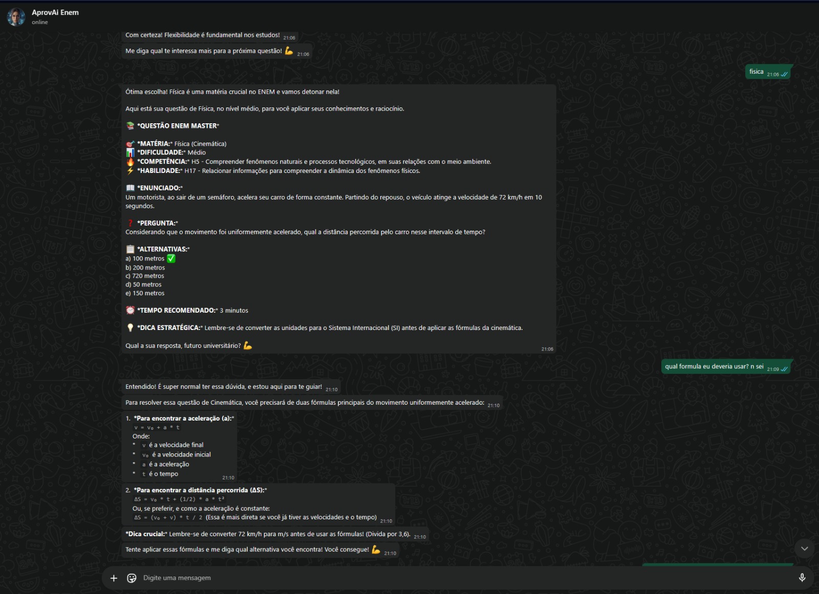 Depoimento de aluno no WhatsApp 2