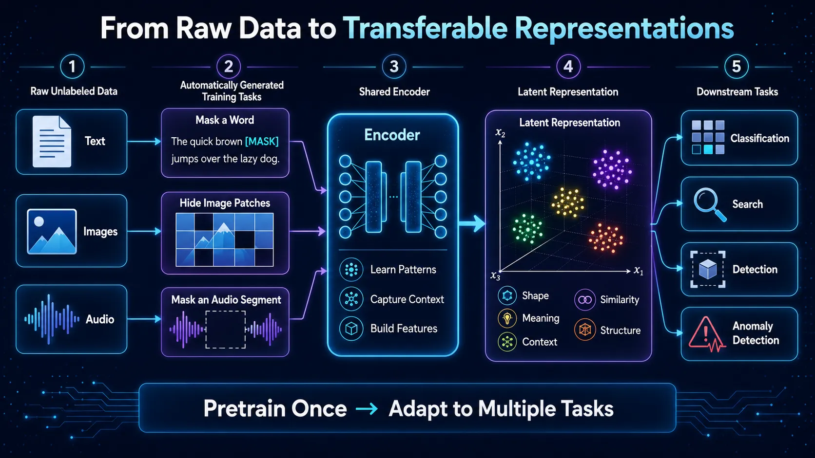 raw data to transferable representations