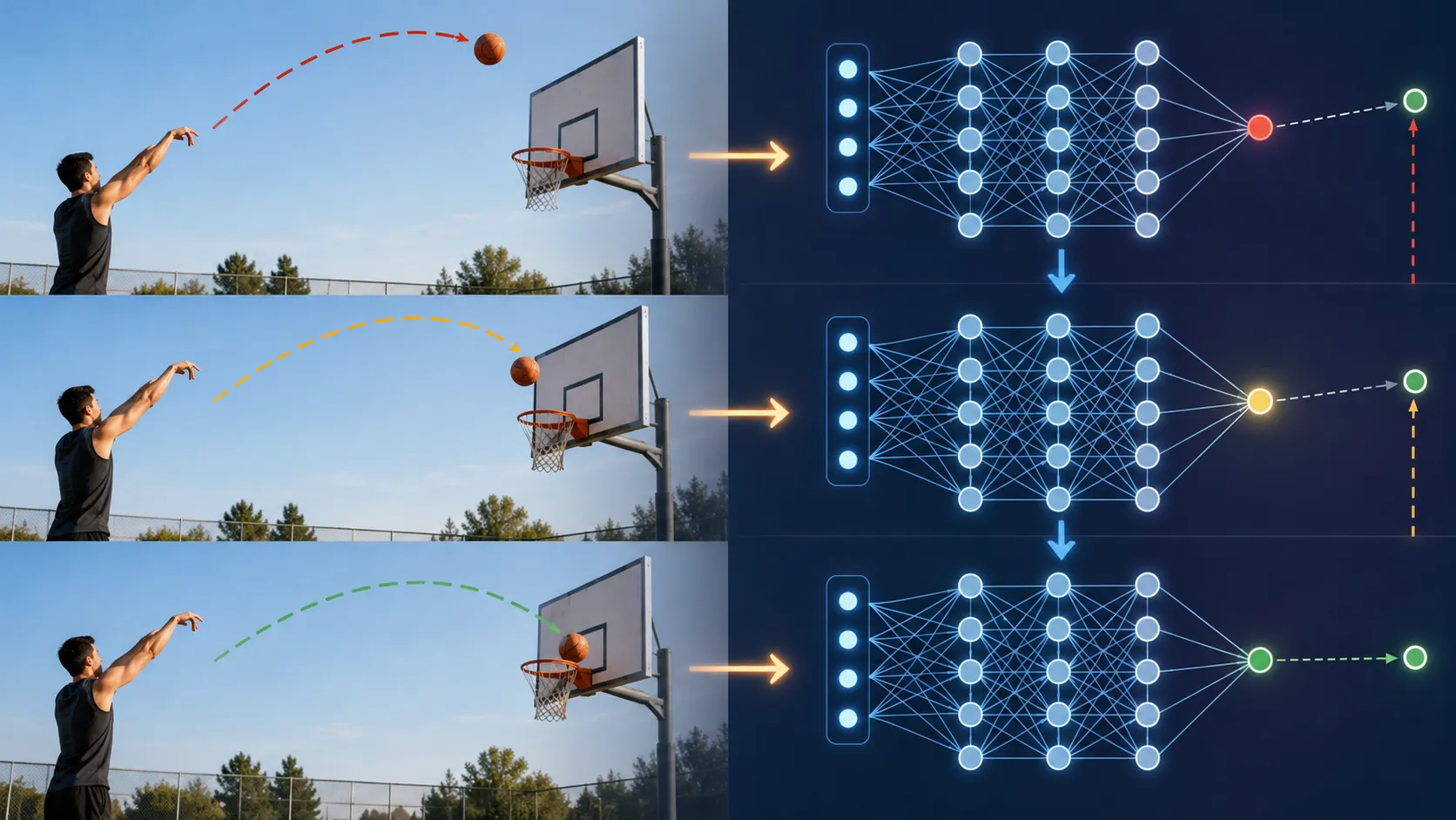 Neural network learning from mistakes through repeated predictions