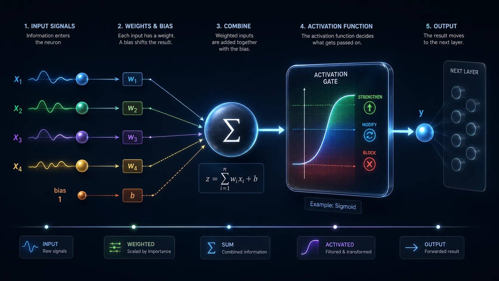 How an activation function works inside a neural network neuron