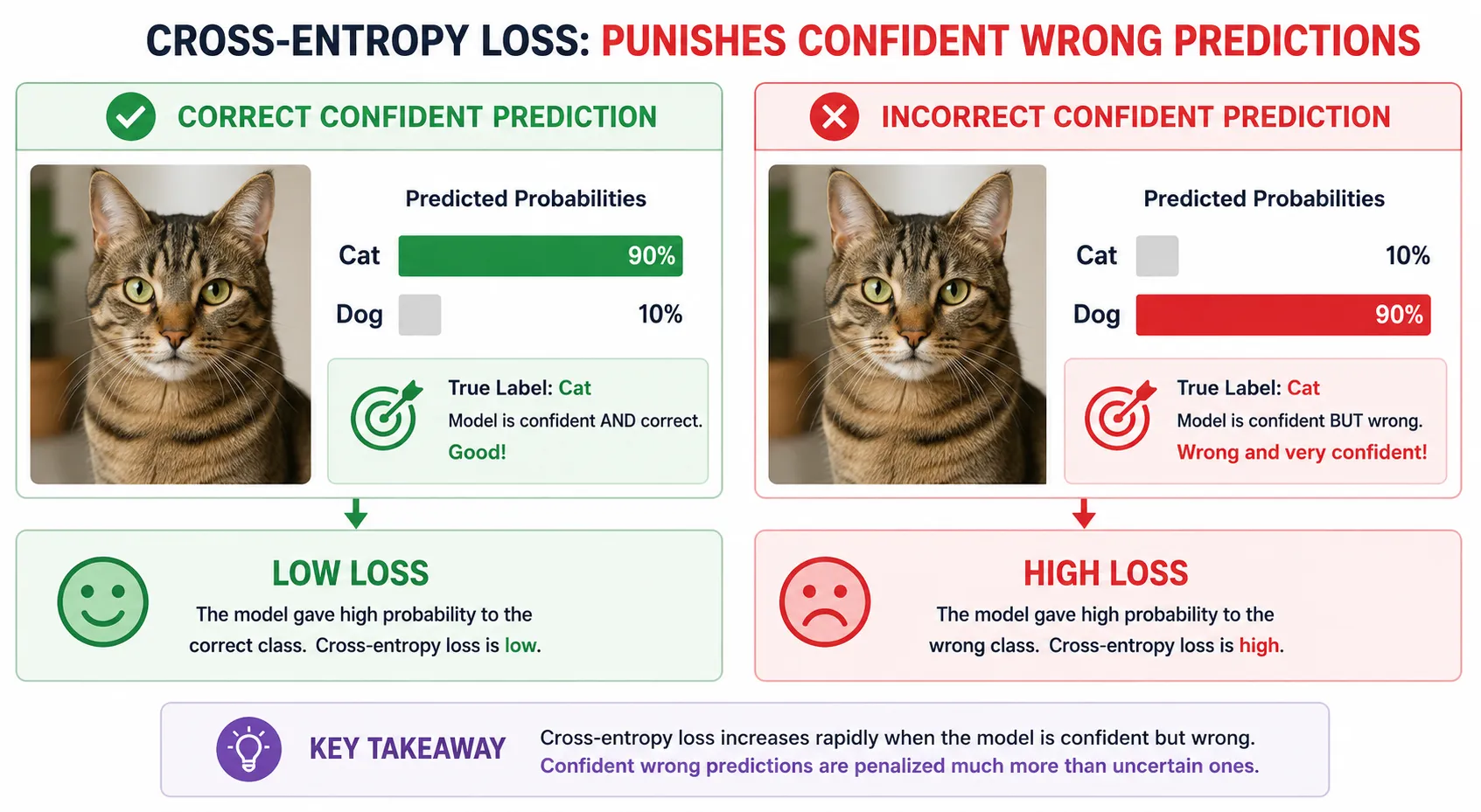 cross entropy loss correct and wrong prediction example