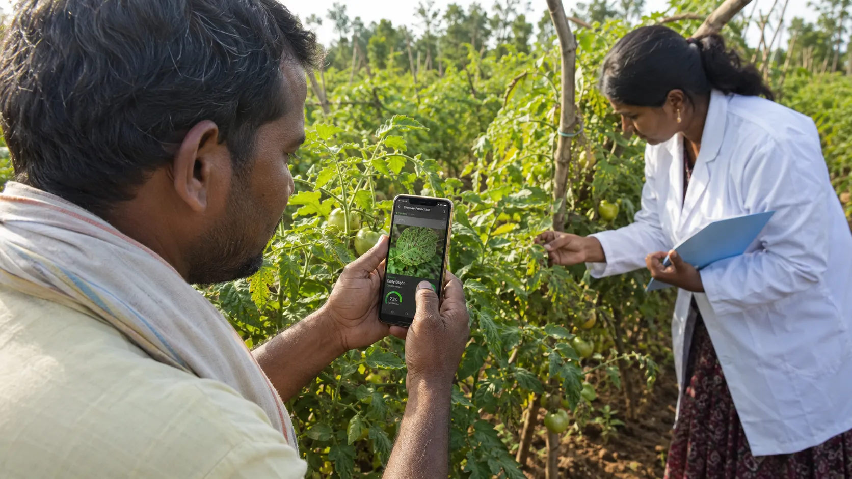 Field testing a ResNet plant disease detection model on a tomato farm