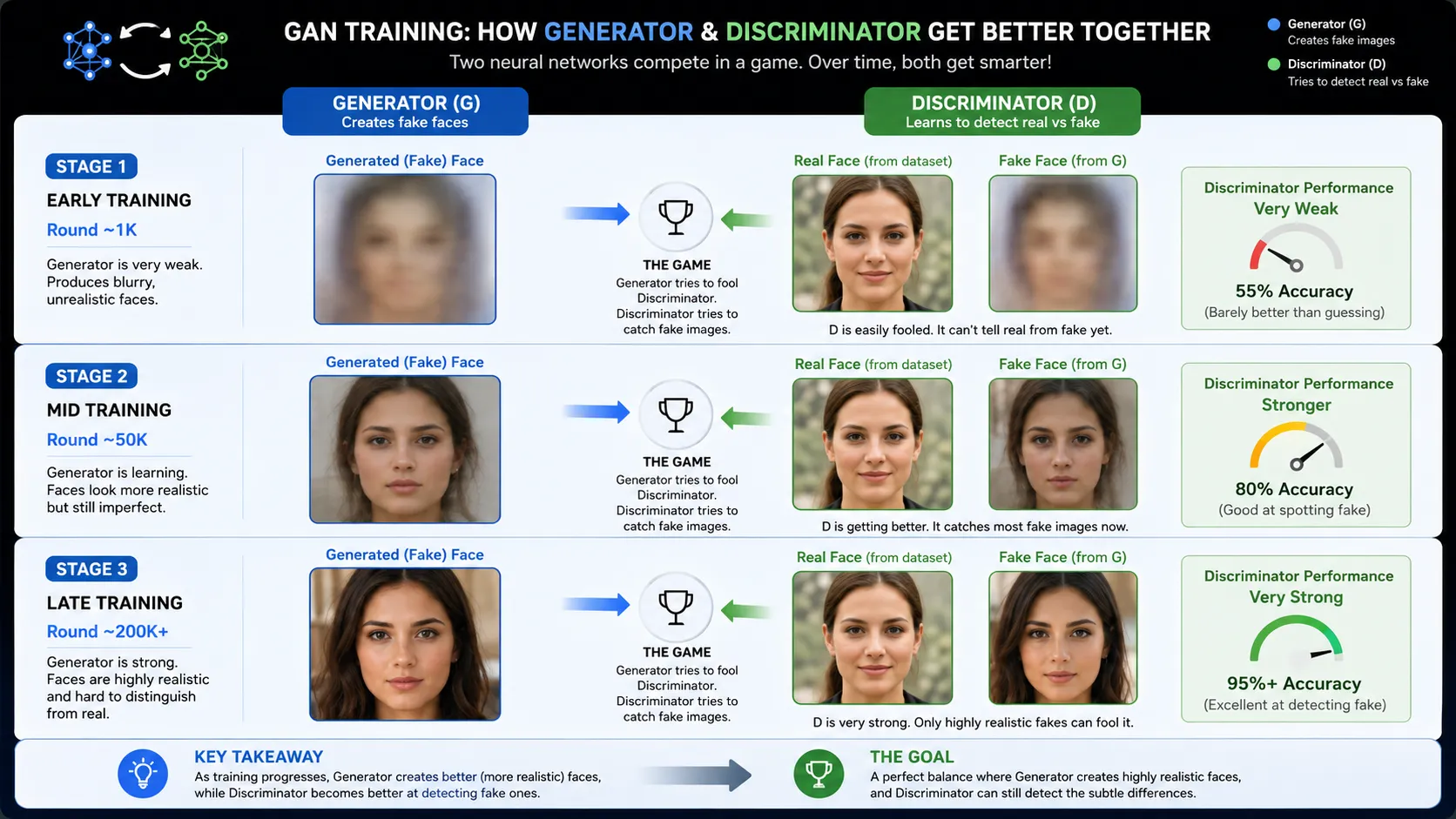 How GAN training works with real and generated images