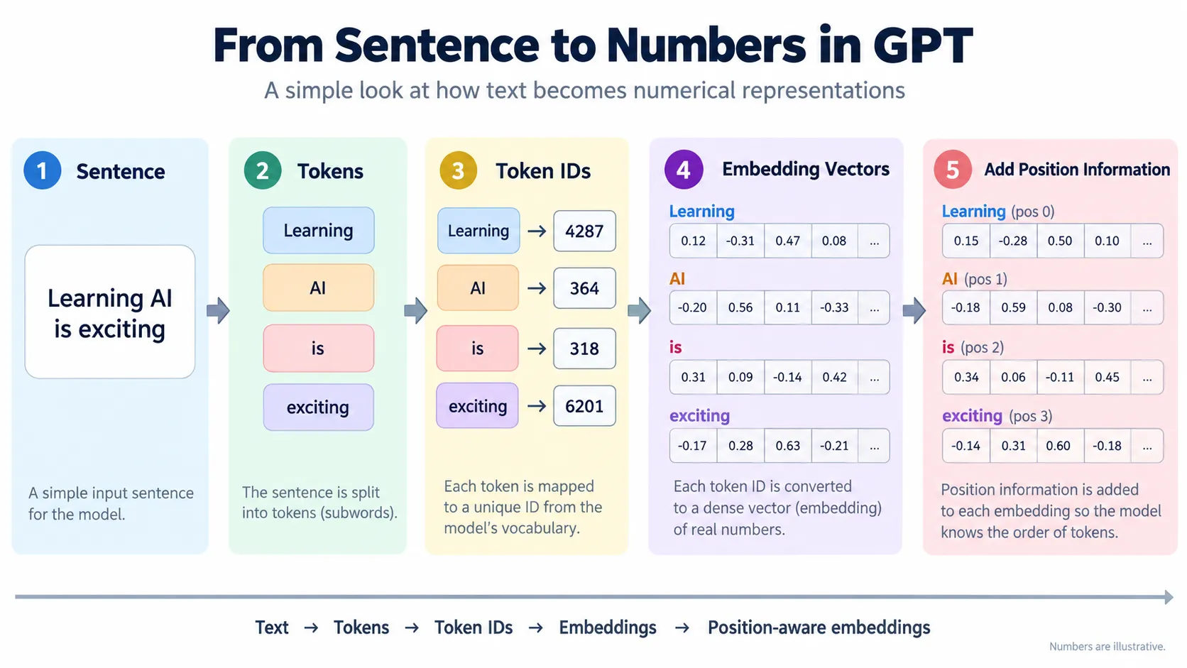 How GPT converts tokens into numerical embeddings