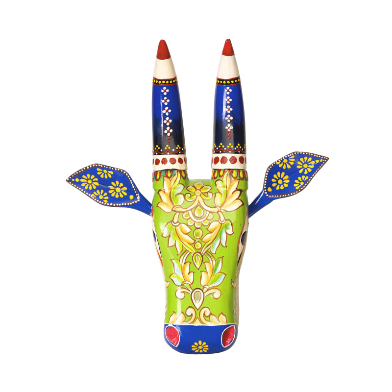 Saharanpur Bull Mask — Green & Peacock Blue