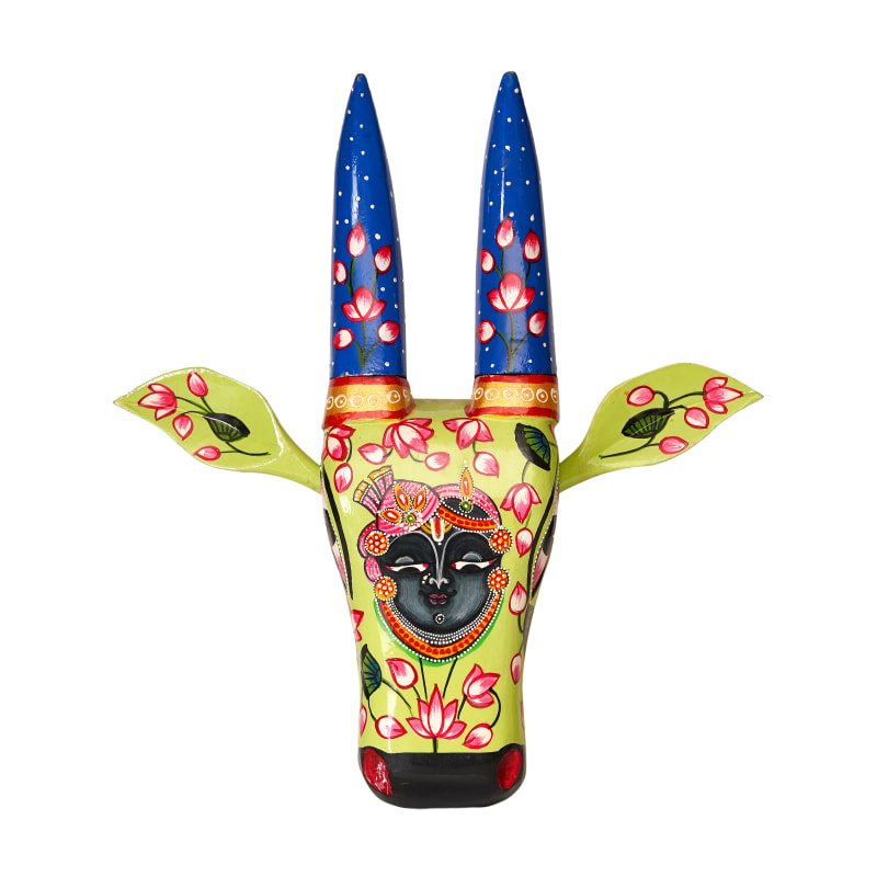 Saharanpur Bull Mask — Lime & Blue