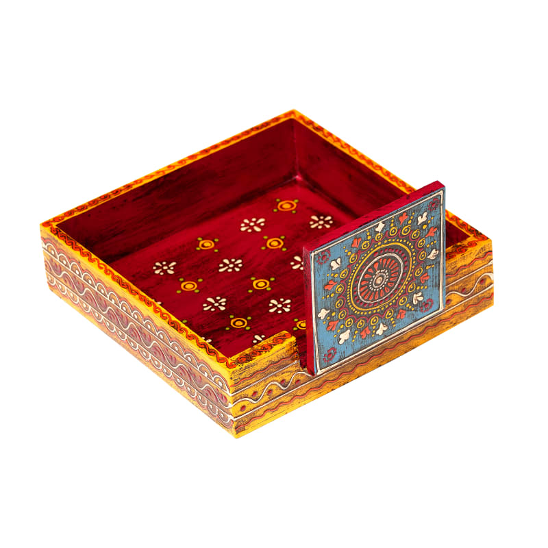 Folk Coaster Set — Yellow & Blue