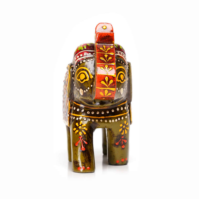 Channapatna Folk Elephant — Olive (Up-Tusk)