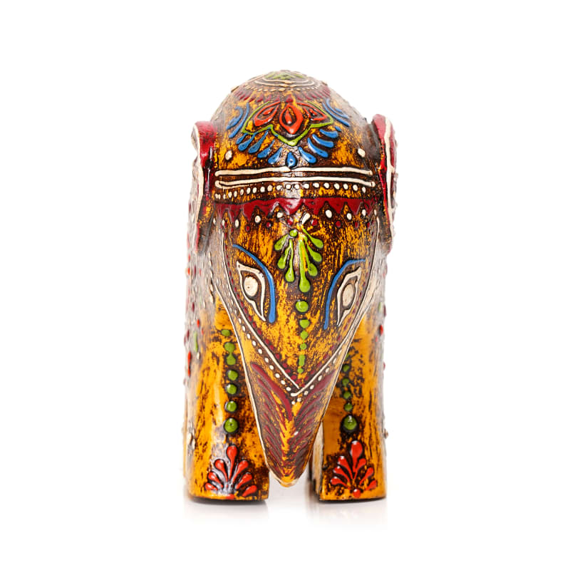 Channapatna Folk Elephant — Mustard (Down-Tusk; 4")