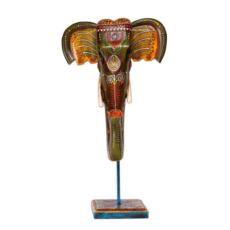 Elephant Head Wall Mount — Olive