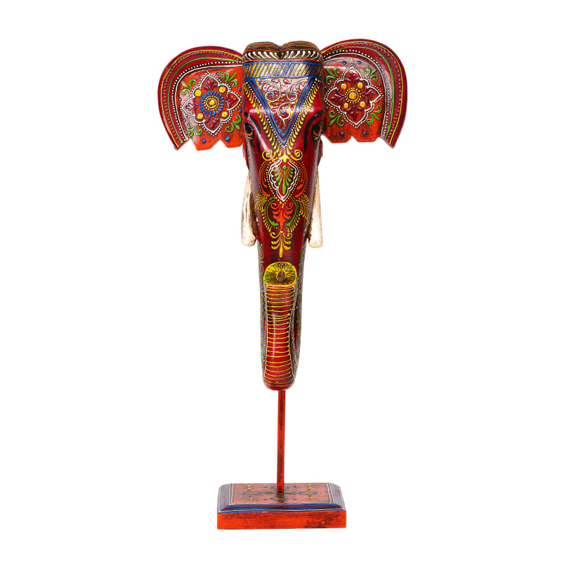 Elephant Head Wall Mount — Red