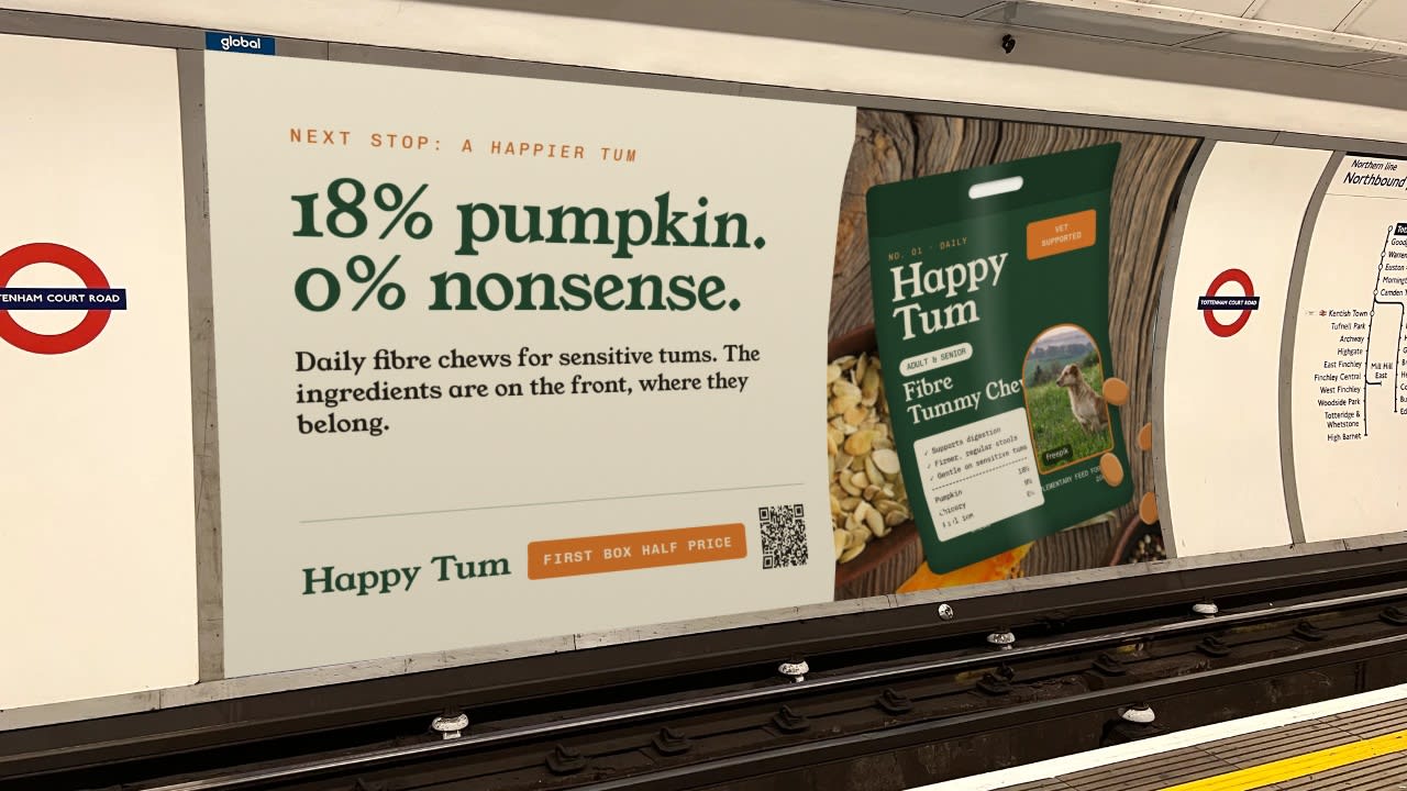 The Honest Label Tube ad mock-up: 48-sheet, tottenham court road