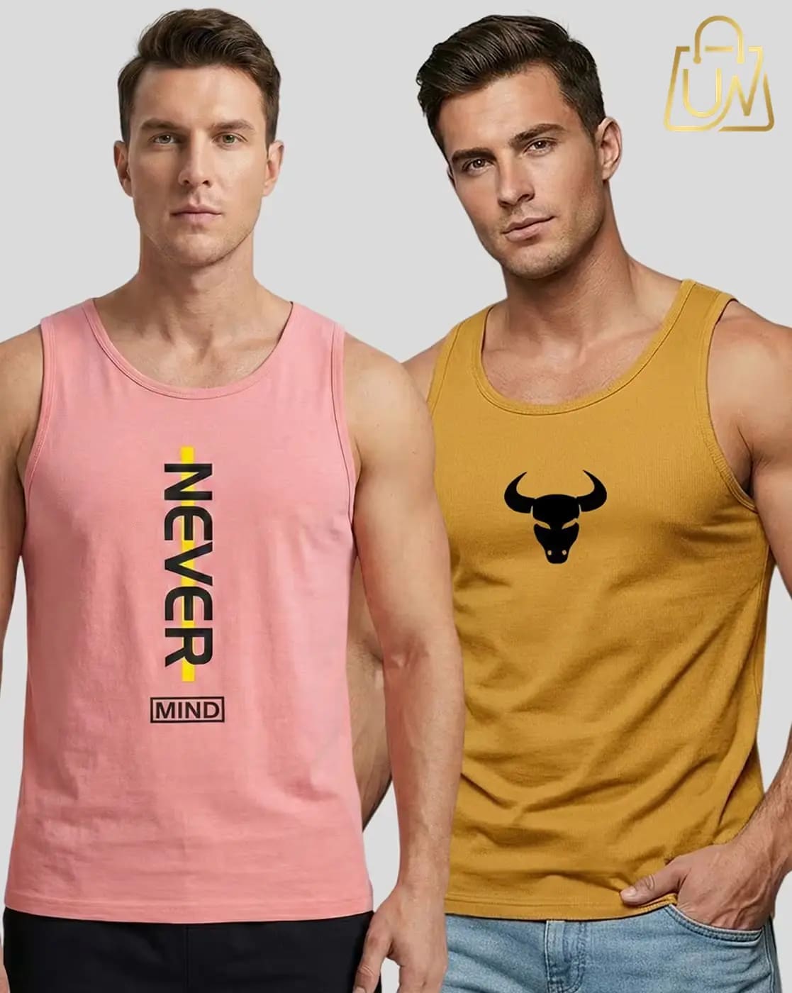 ALPHA TRIBE: Men’s Sporty Printed Sleeveless Vests (Pack of 2)