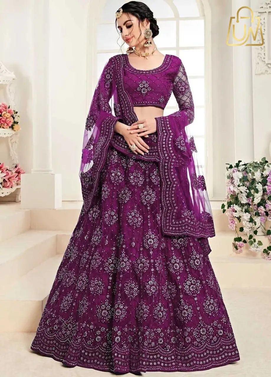 Udbhav Export Embroidered Semi-Stitched Lehenga Choli with Dupatta