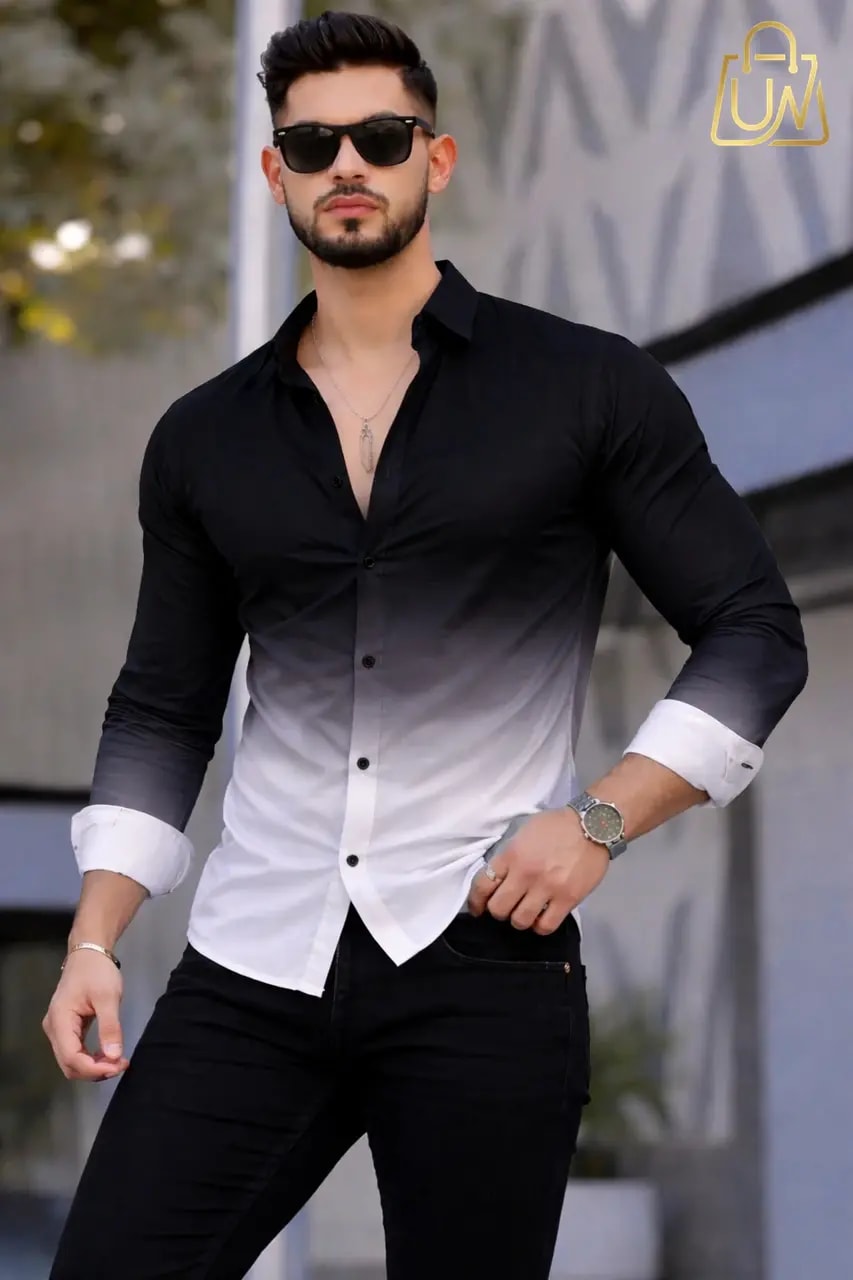 Uiriuy Men’s Slim Fit Casual Shirt (Multicolor/Ombre Design)