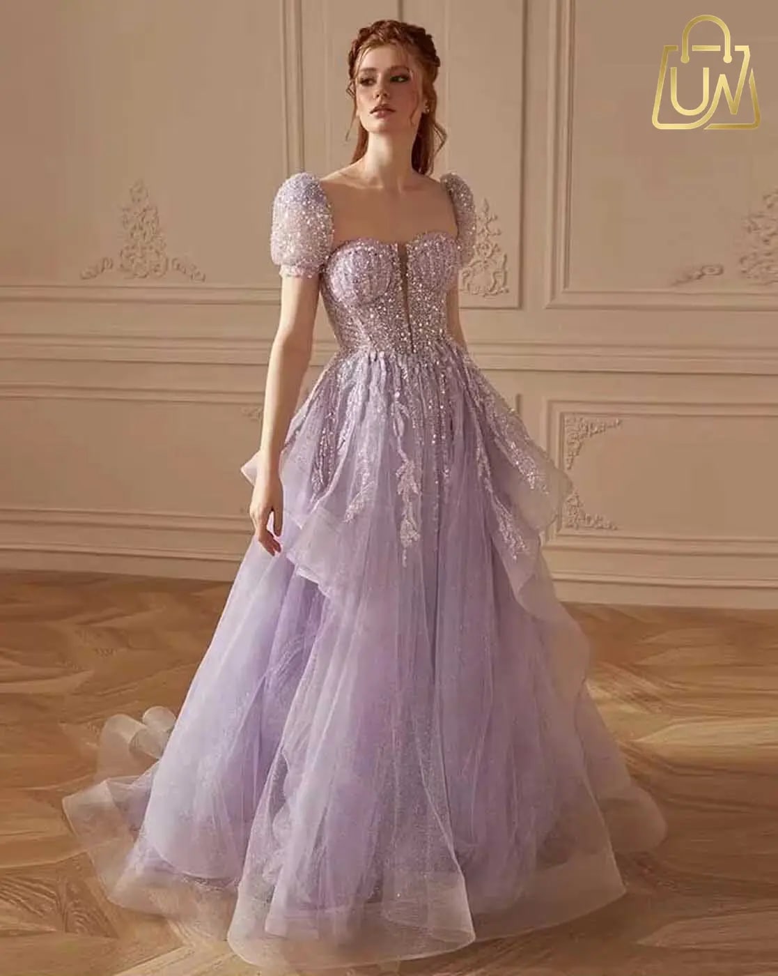 The Mesh Store: Lilac Dream Embellished Ballgown with Crystal Detailing