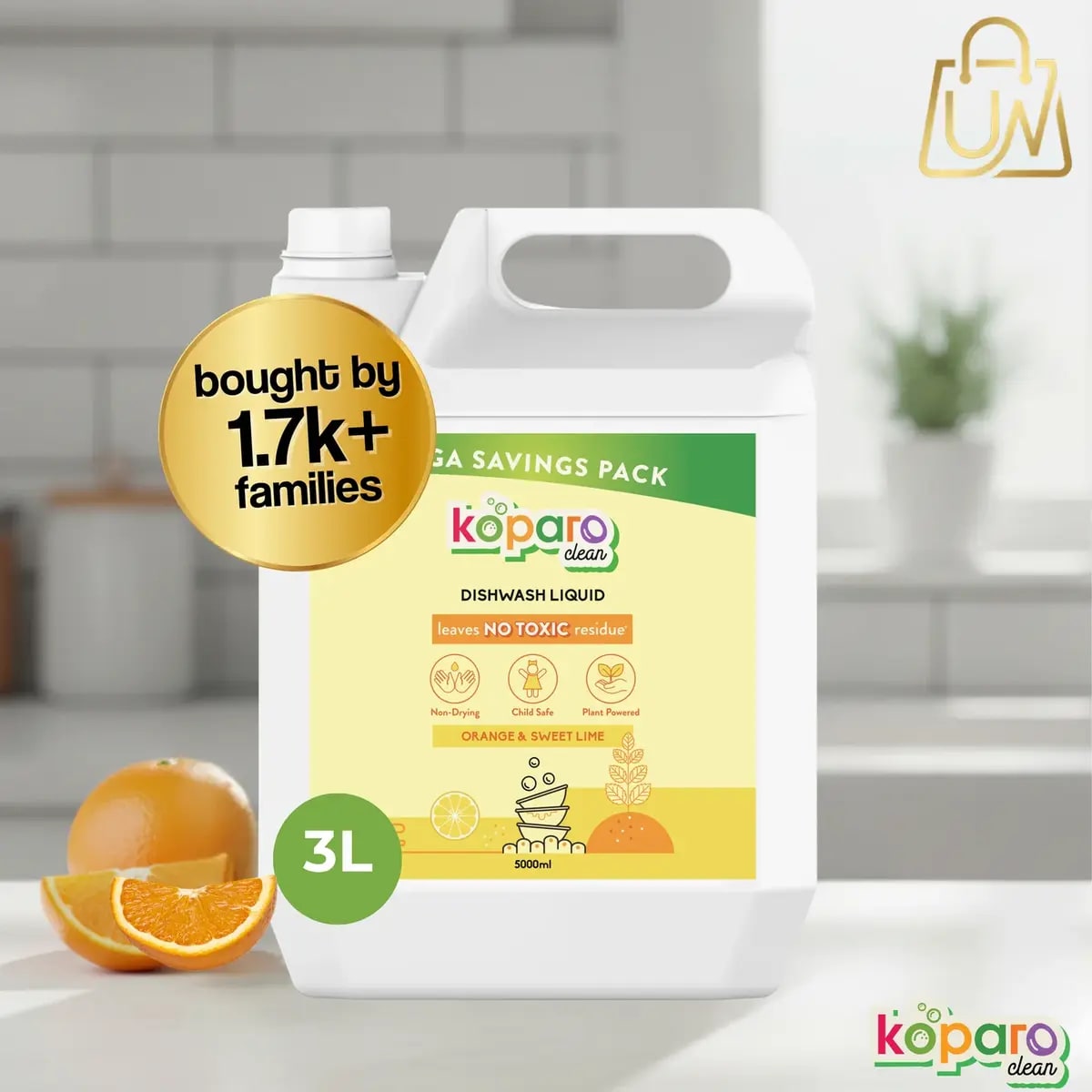 Koparo Natural Dishwashing Liquid – Orange & Sweet Lime (Refill)