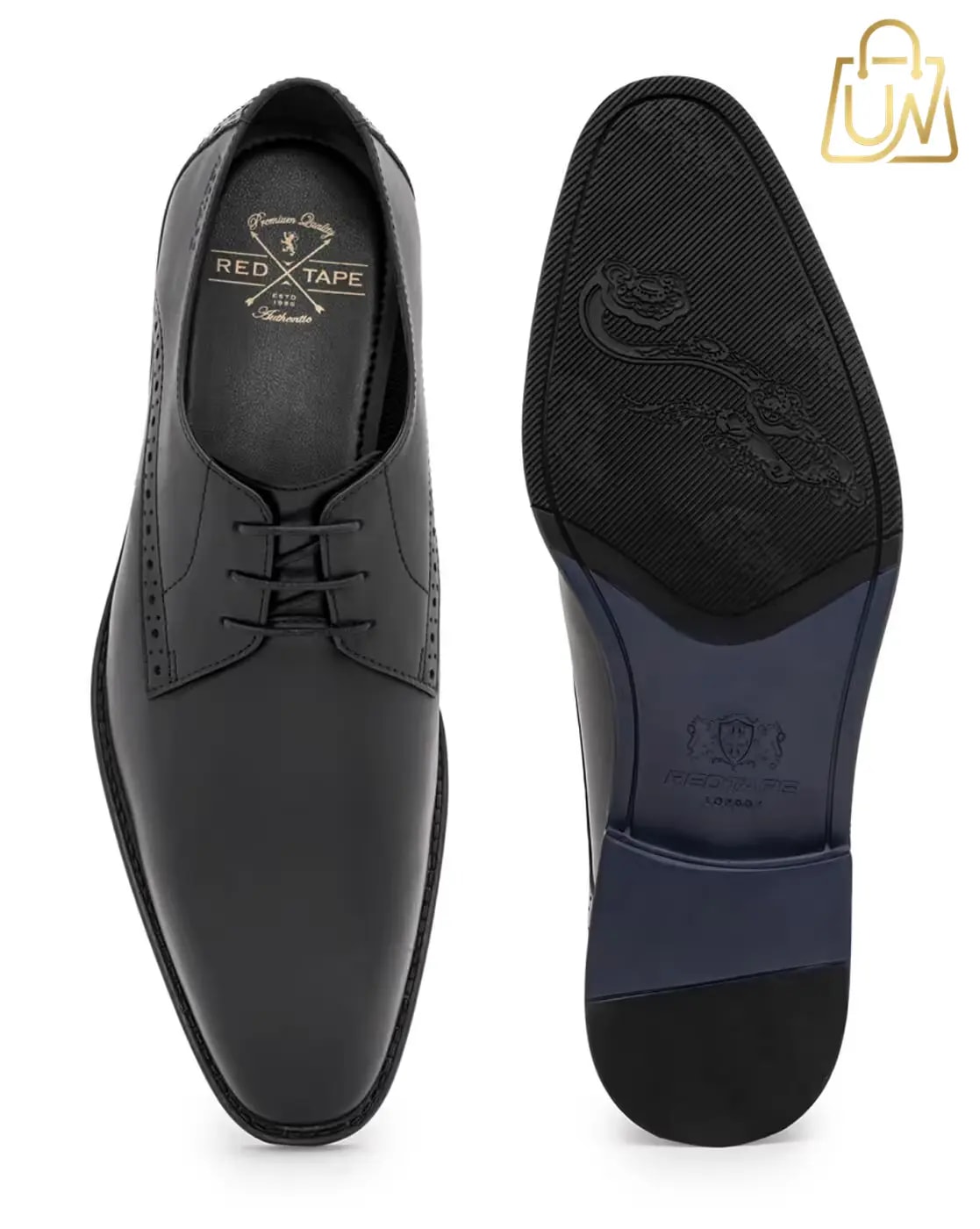 RED TAPE: Classic Black Genuine Leather Derby Formal Shoes