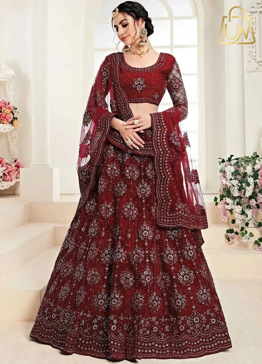 Udbhav Export Embroidered Semi-Stitched Lehenga Choli with Dupatta