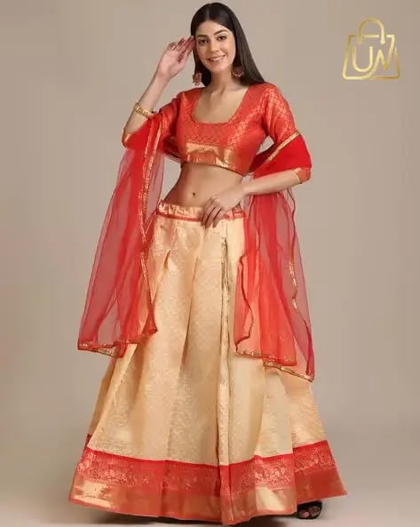 Zeelpin Embroidered Lace Lehenga Choli Set with Dupatta