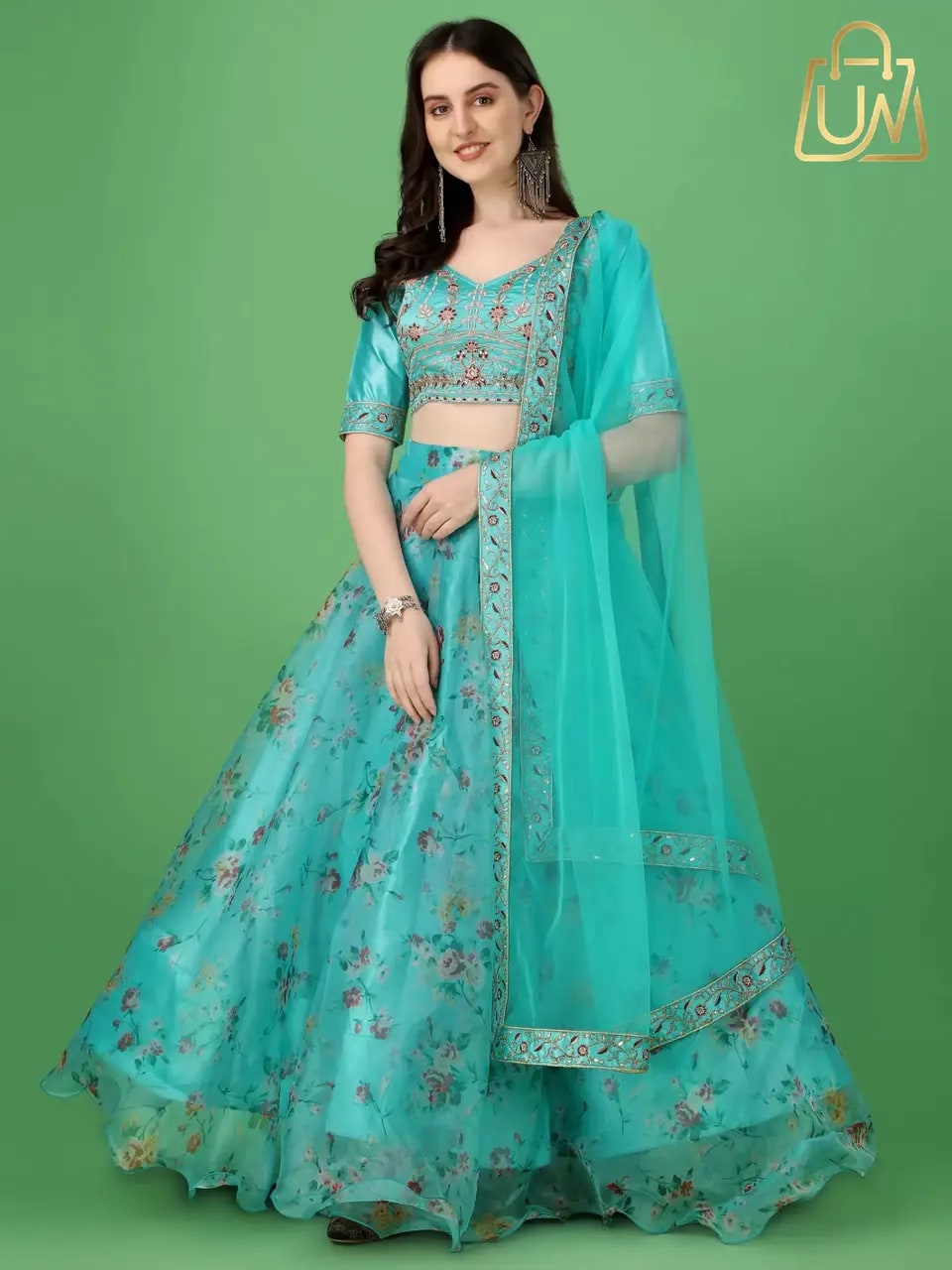 Trivety Vibrant Floral Printed Semi-Stitched Lehenga Choli
