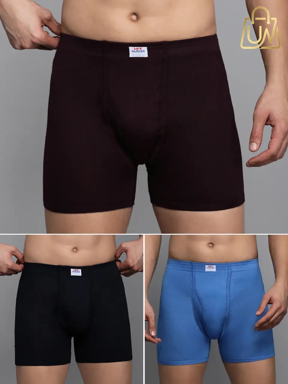 Lux Parker Pack of 3 Solid Men’s Trunks – Premium Pure Cotton Innerwear