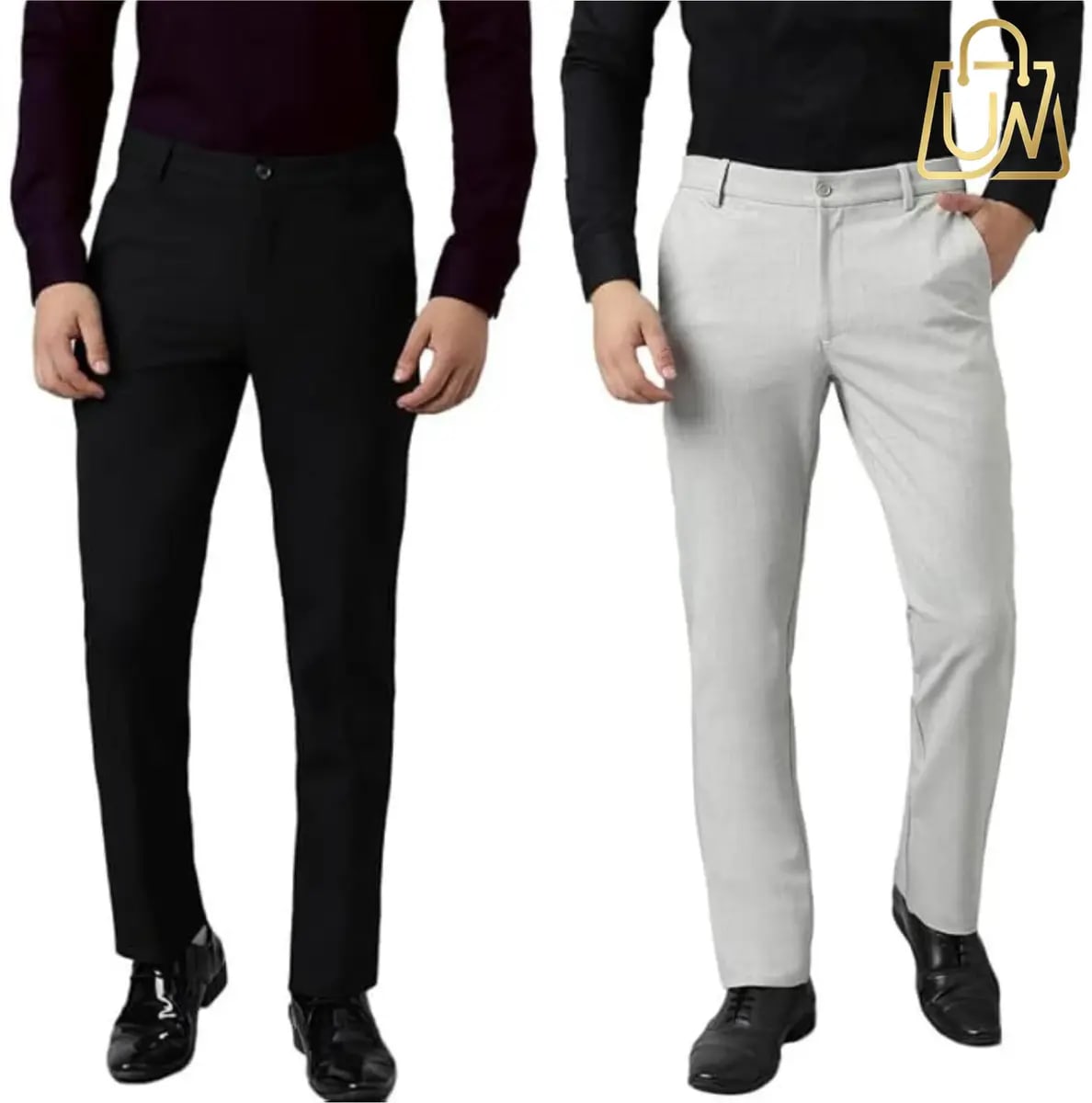 Pedkai Enterprise Men’s Regular Fit Formal Trousers (Pack of 2)