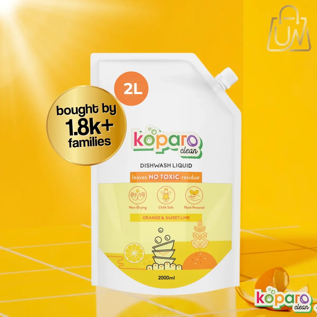 Koparo Natural Dishwashing Liquid – Orange & Sweet Lime (Refill)