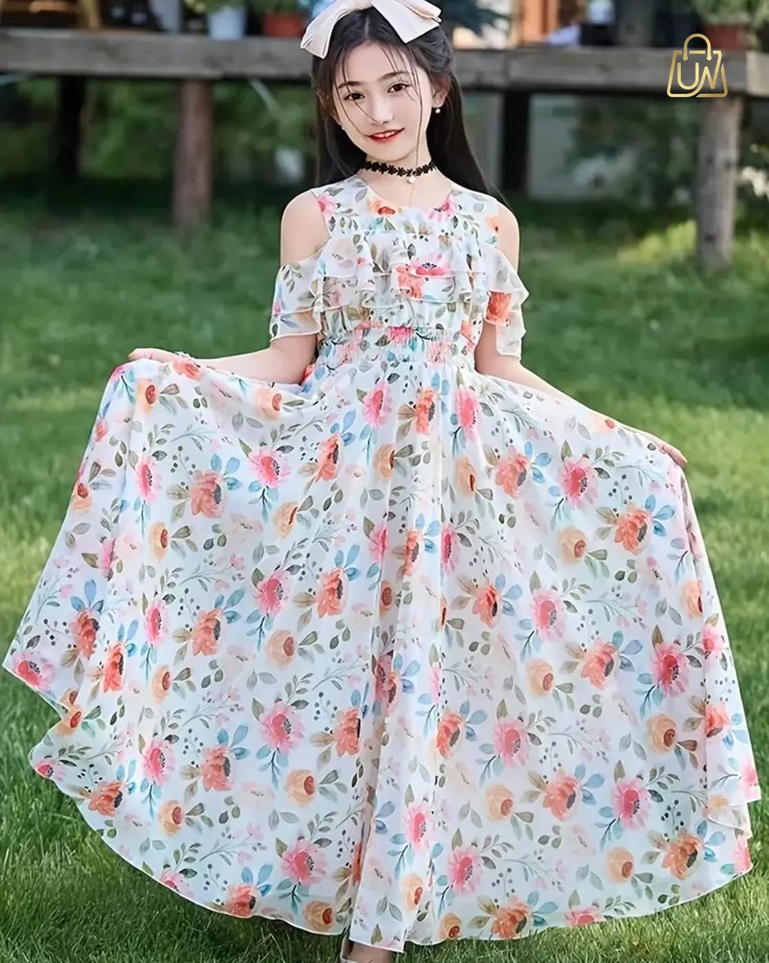 STYLECONNECT Girls Floral Print Gown Dress
