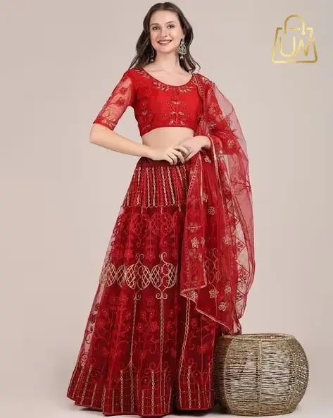 Zeelpin Embroidered Lace Lehenga Choli Set with Dupatta