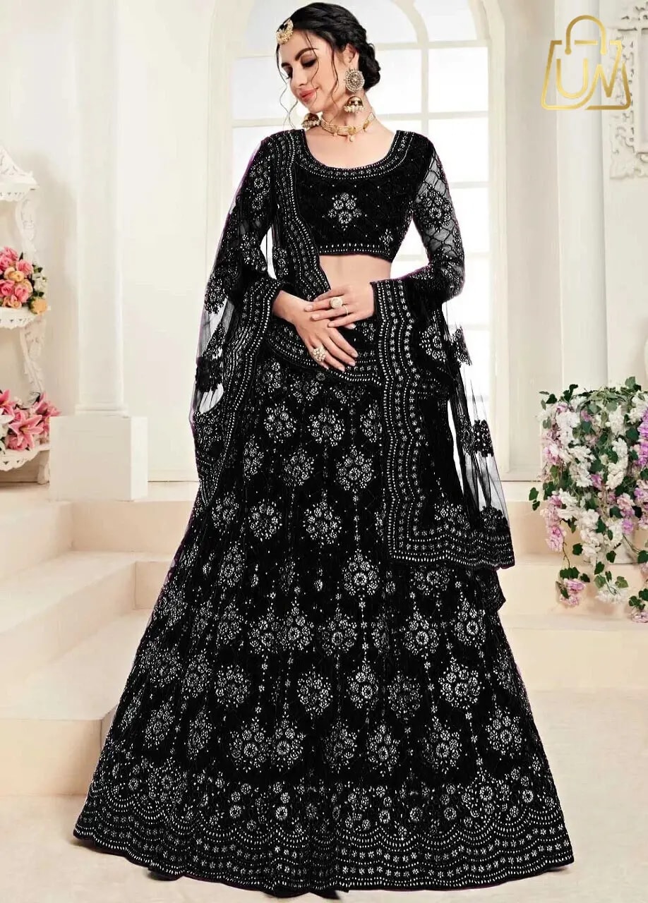 Udbhav Export Embroidered Semi-Stitched Lehenga Choli with Dupatta
