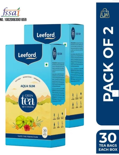 Leeford Aqua Slim – Premium Hibiscus Green Tea (Pack of 2, 60 Teabags)
