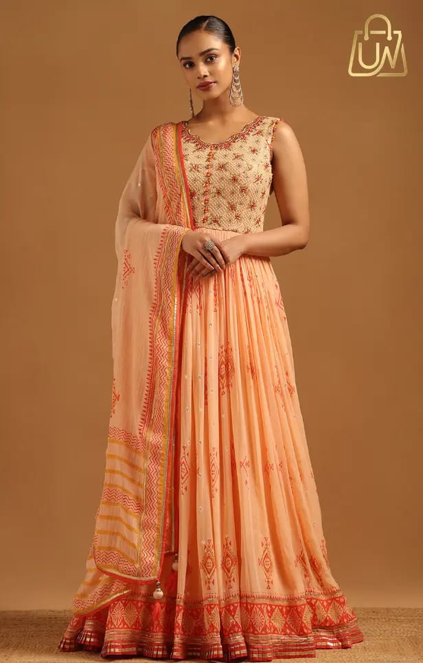House of Pataudi Premium Heavy Embroidered Anarkali Ethnic Dress (3-Pcs Set)
