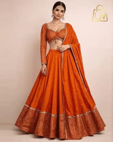 Fashion Basket Women Embroidered Georgette Lehenga Choli Set