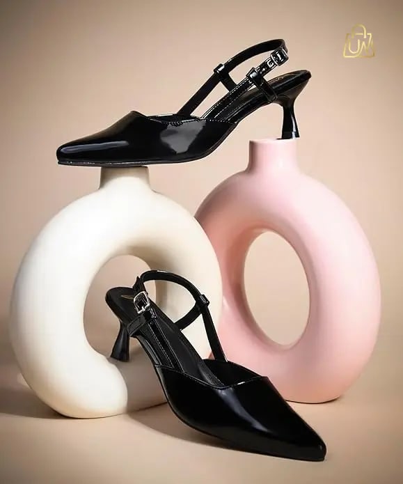 JM LOOKS Women's Pointed-Toe Slingback Kitten Heels