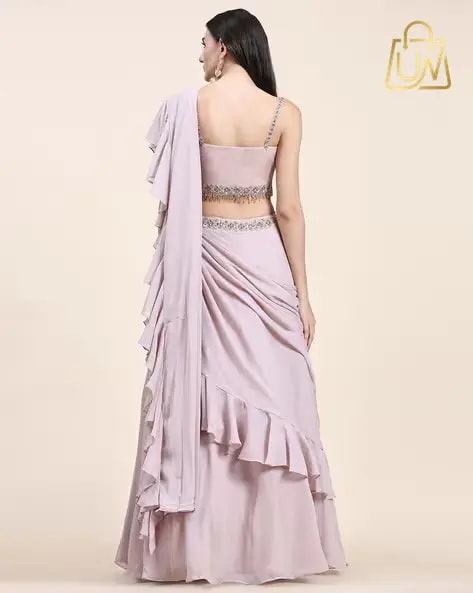 Raswa Premium Pink Embellished Lehenga Choli Set with Dupatta (Free Size)
