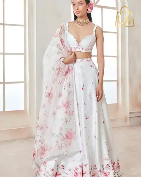 Svaraa Women Floral Print Flared Lehenga Choli Set with Dupatta