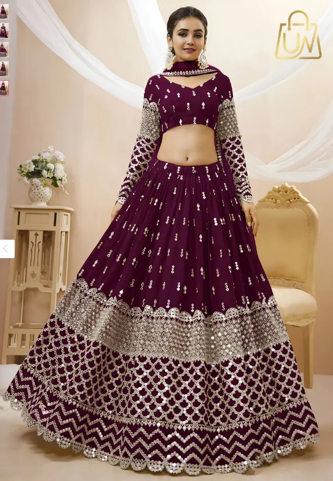 FABPIXEL Embroidered Mirror Work Semi-Stitched Lehenga Choli With Dupatta – Flat 52% OFF