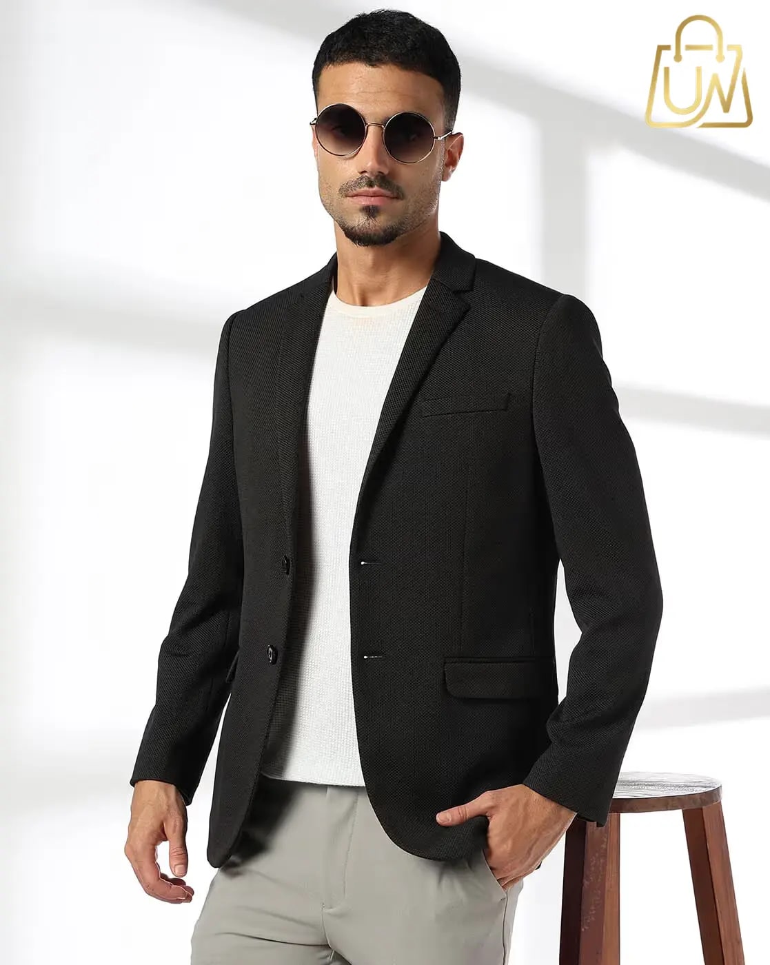 NETPLAY Men Patterned Regular Fit Single-Breasted Blazer