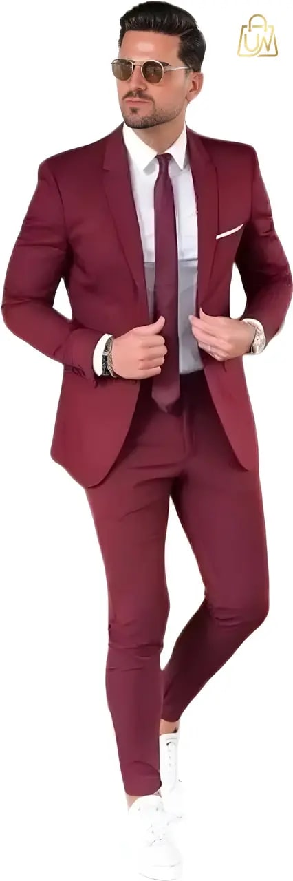 HUMJOLI MENS WEAR Men’s Slim Fit Single-Breasted 2-Piece Suit (Coat & Pant)