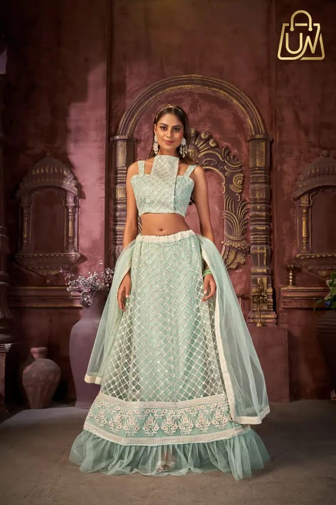 Varni Fabrics Sequence Work Heavy Semi-Stitched Lehenga Choli